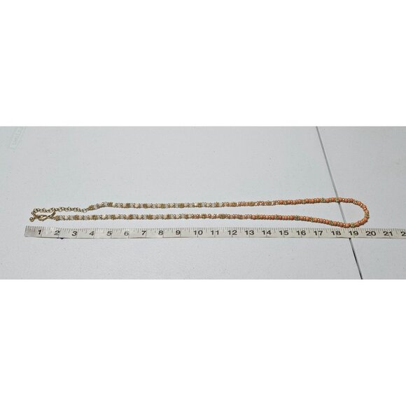 Chicos Retro Orange White Beaded Gold Tone Long Statement Necklace Jewelry Women - Picture 7 of 8
